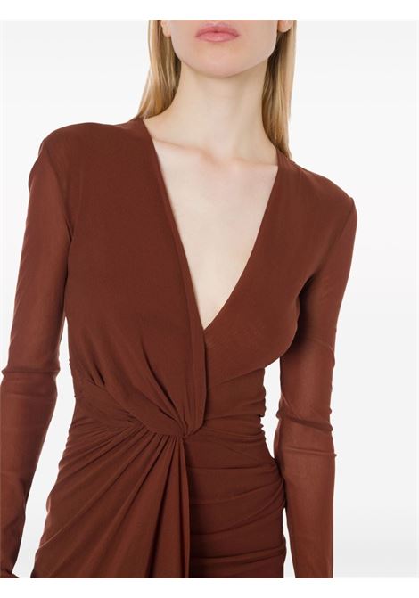 Brown V-neck twist-detail dress Philosophy di Lorenzo Serafini - women PHILOSOPHY DI LORENZO SERAFINI | 045057180108